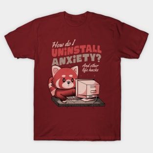 How Do I Uninstall Anxiety - Cute Funny Raccoon Gift T-Shirt